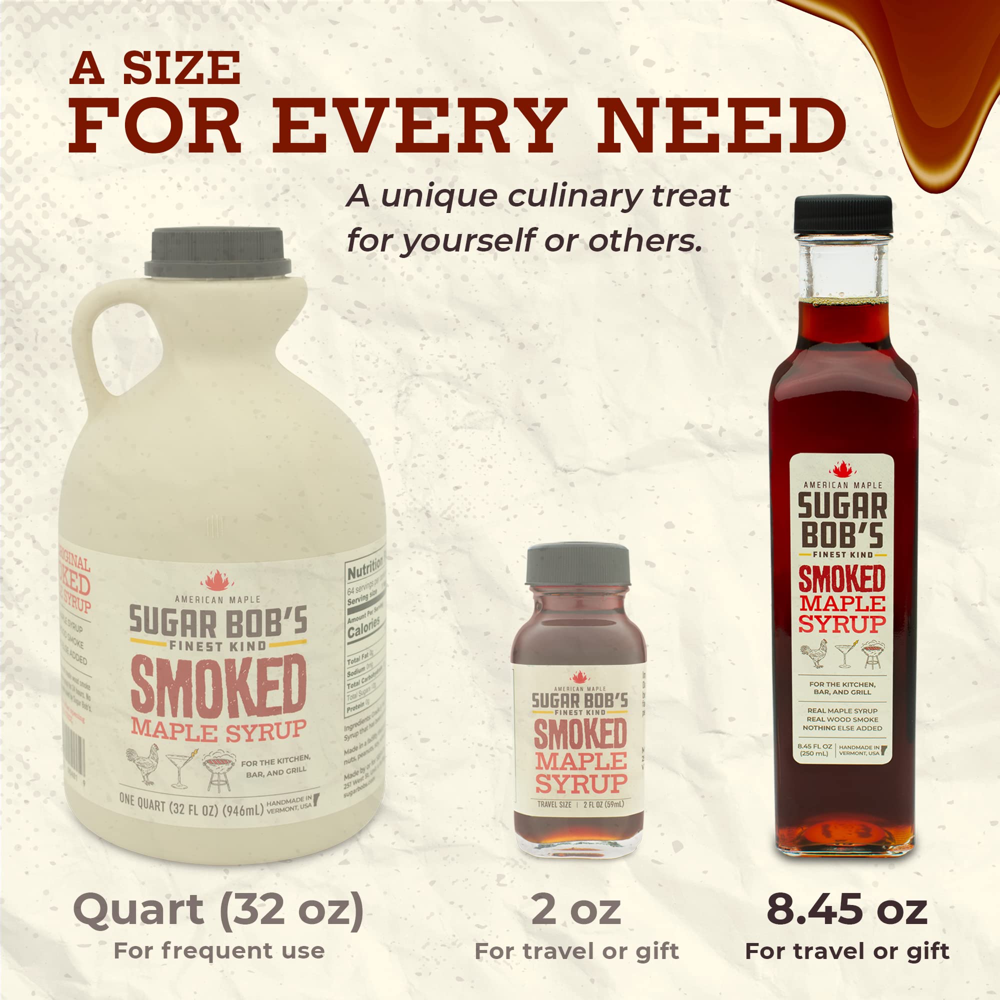 Sugar Bob's Finest Kind seafood pairing with smoked maple glaze.