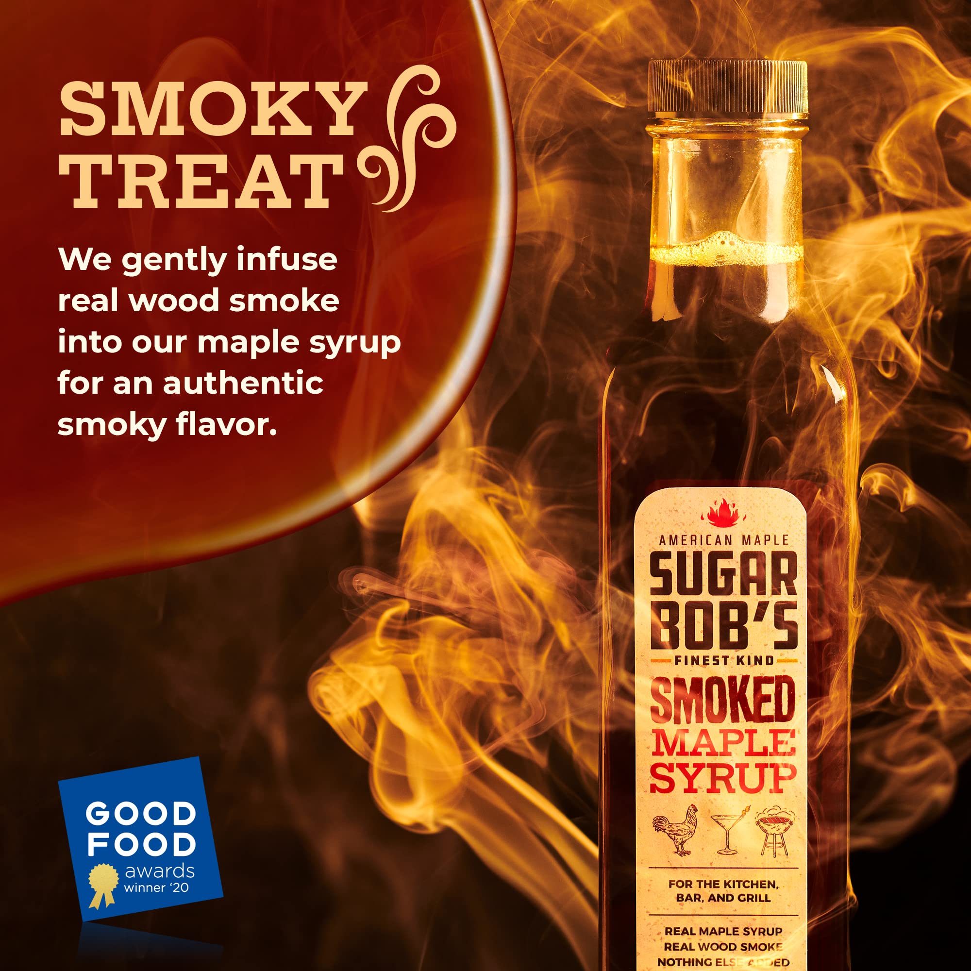 Sugar Bob's Finest Kind Vermont maple label on premium bottle for pantry.