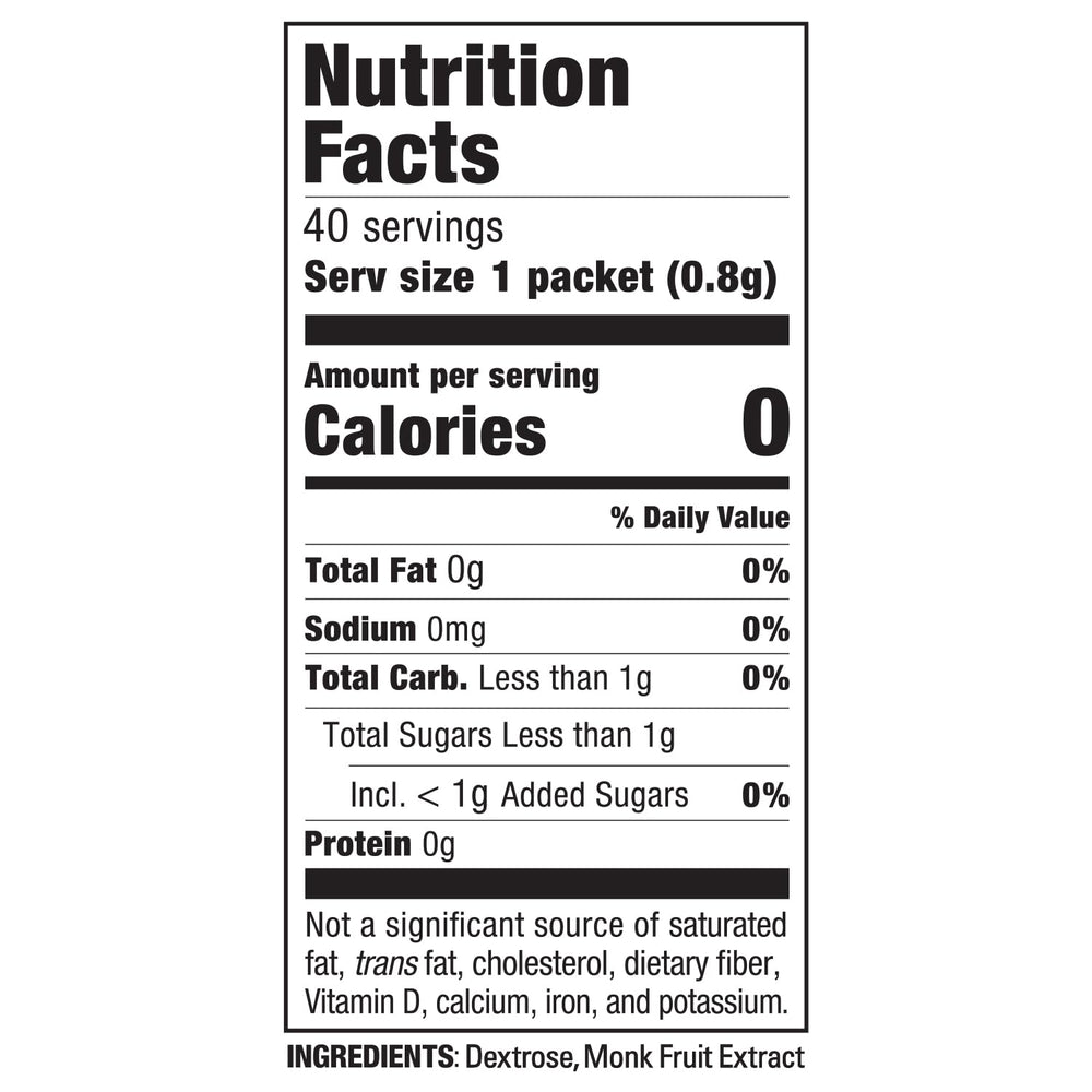 Sugar In The Raw monk fruit packets beside a coffee cup, ideal for keto-friendly sweetening