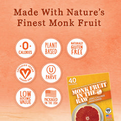 Sugar In The Raw monk fruit packets in sealed box for travel-friendly sweetness