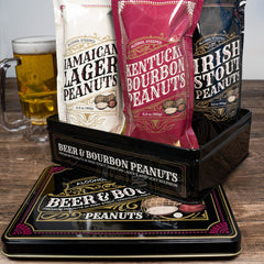 SUGAR PLUM Jamaican Lager peanuts in tasting-size pouches for snacking.