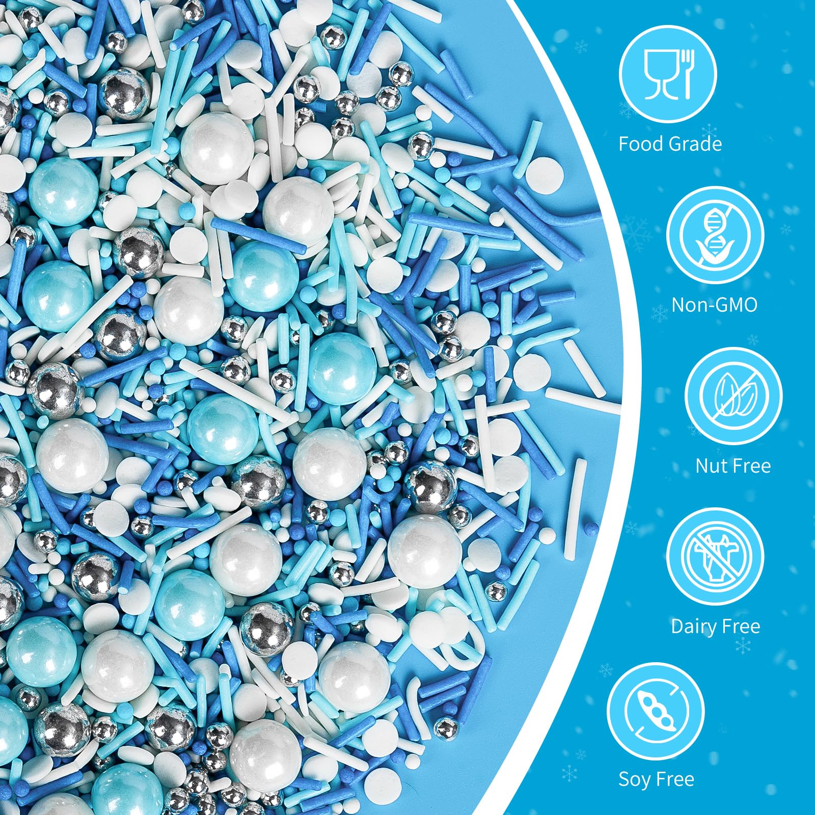 Sugarzy blue white pearl sprinkles ideal for cookies and cupcakes