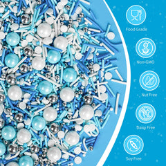 Sugarzy blue white pearl sprinkles ideal for cookies and cupcakes