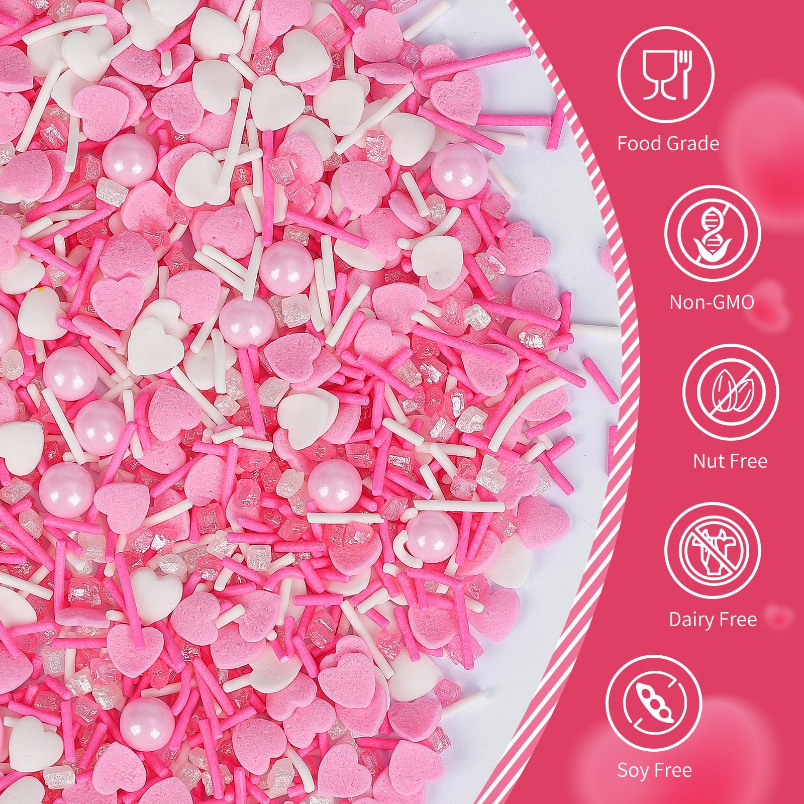 Sugarzy dessert decor sprinkles pink and white brighten desserts.