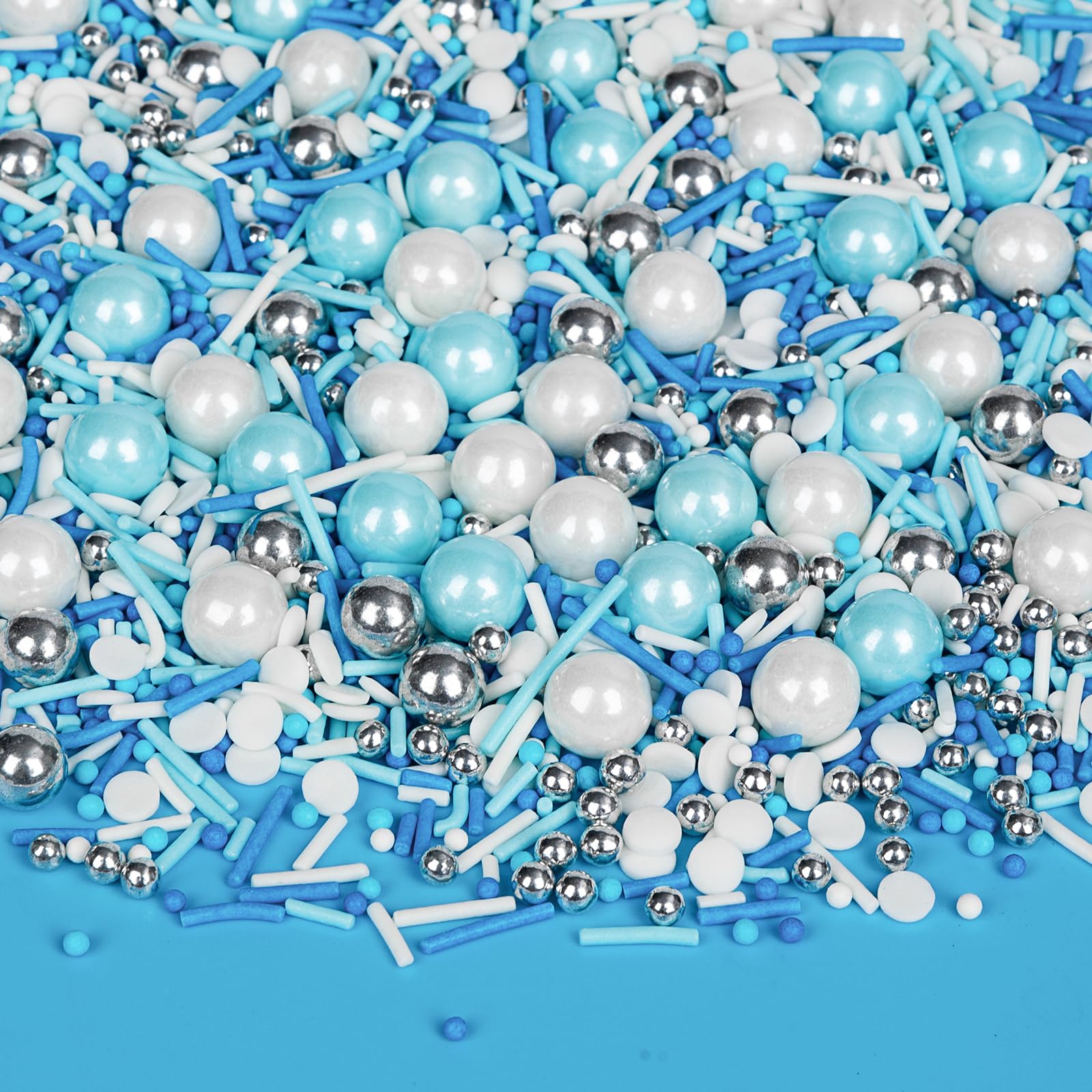 Sugarzy blue and silver edible sprinkles for cake decoration and festive color