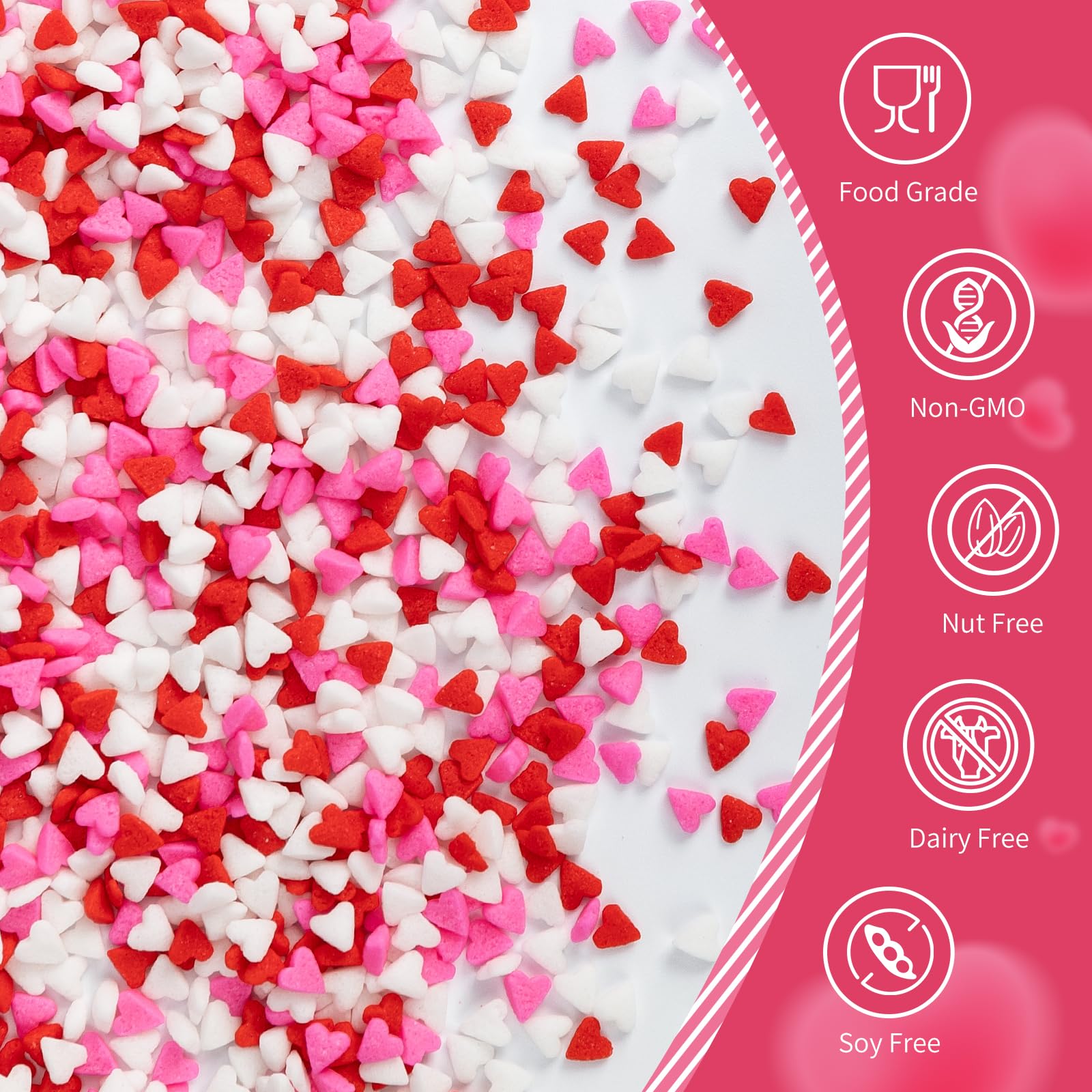 Sugarzy red heart sprinkles on cakes for party vibe