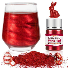 Sugarzy edible red glitter bottle pouring vibrant sparkles onto cakes and drinks