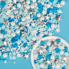 Sugarzy blue heart sprinkles for cakes and cupcakes, adding festive edible sparkle.