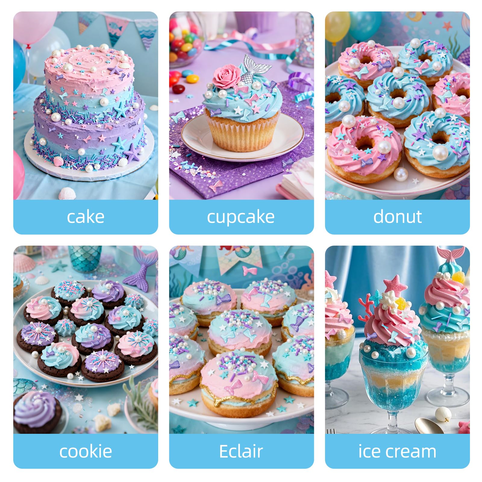 Sugarzy Mermaid Sprinkles edible pearls for cookies and cupcakes.