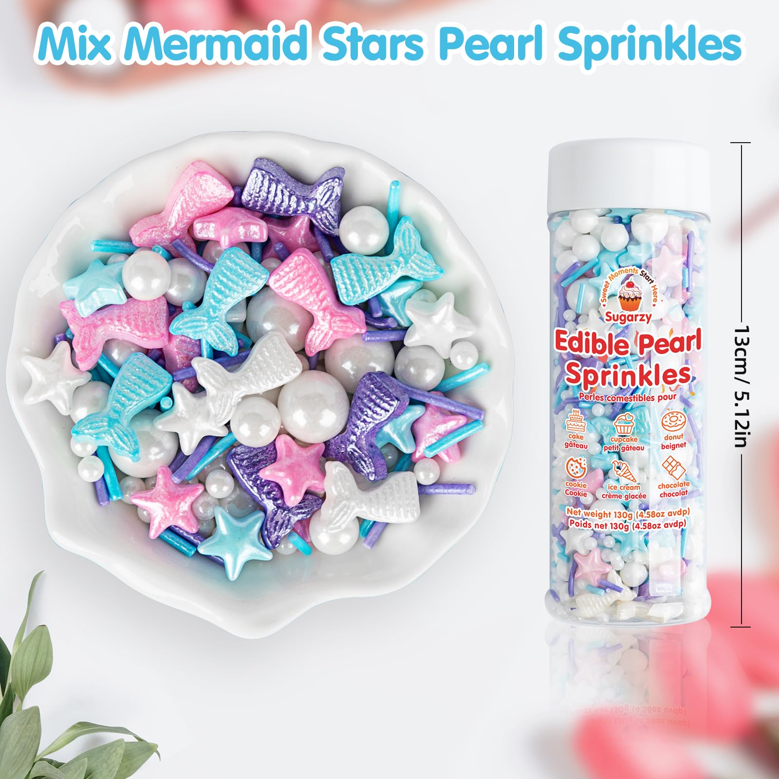Sugarzy Mermaid Sprinkles shells bottle perfect for fondant accents.