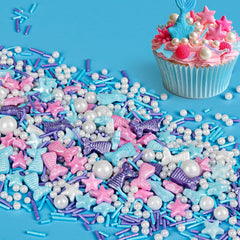 Sugarzy Mermaid Sprinkles tails bottle creates mermaid theme desserts.