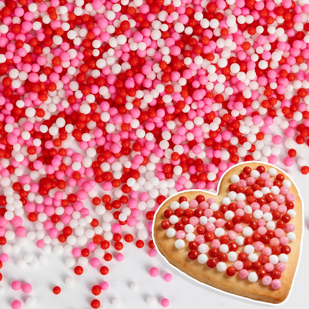 Sugarzy Nonpareils pink-white-red bottle sprinkles for cake decorating and party appeal