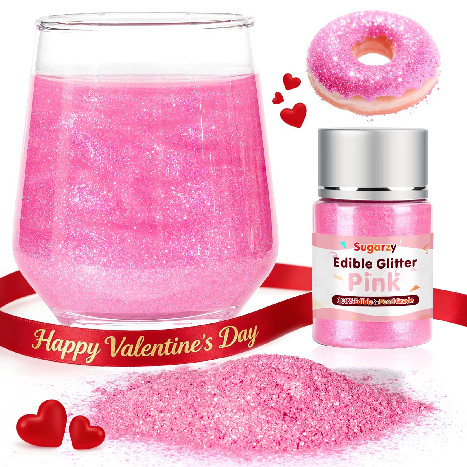 Sugarzy pink glitter packaging keeps freshness and travel-ready decorating options.