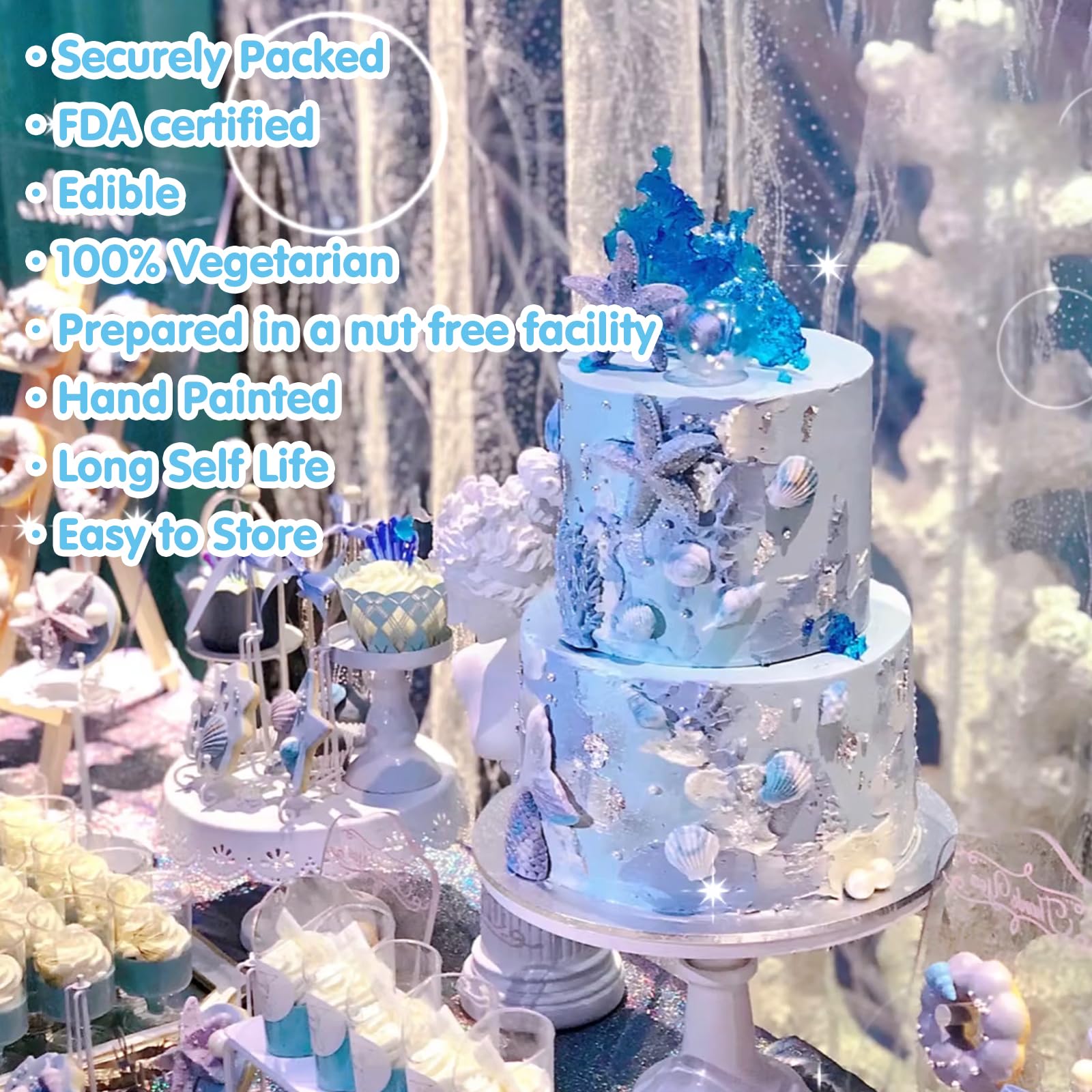 Sugarzy purple pink seashell mix for festive desserts.
