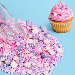 Sugarzy seashell and star sprinkles decorate cupcakes beautifully.