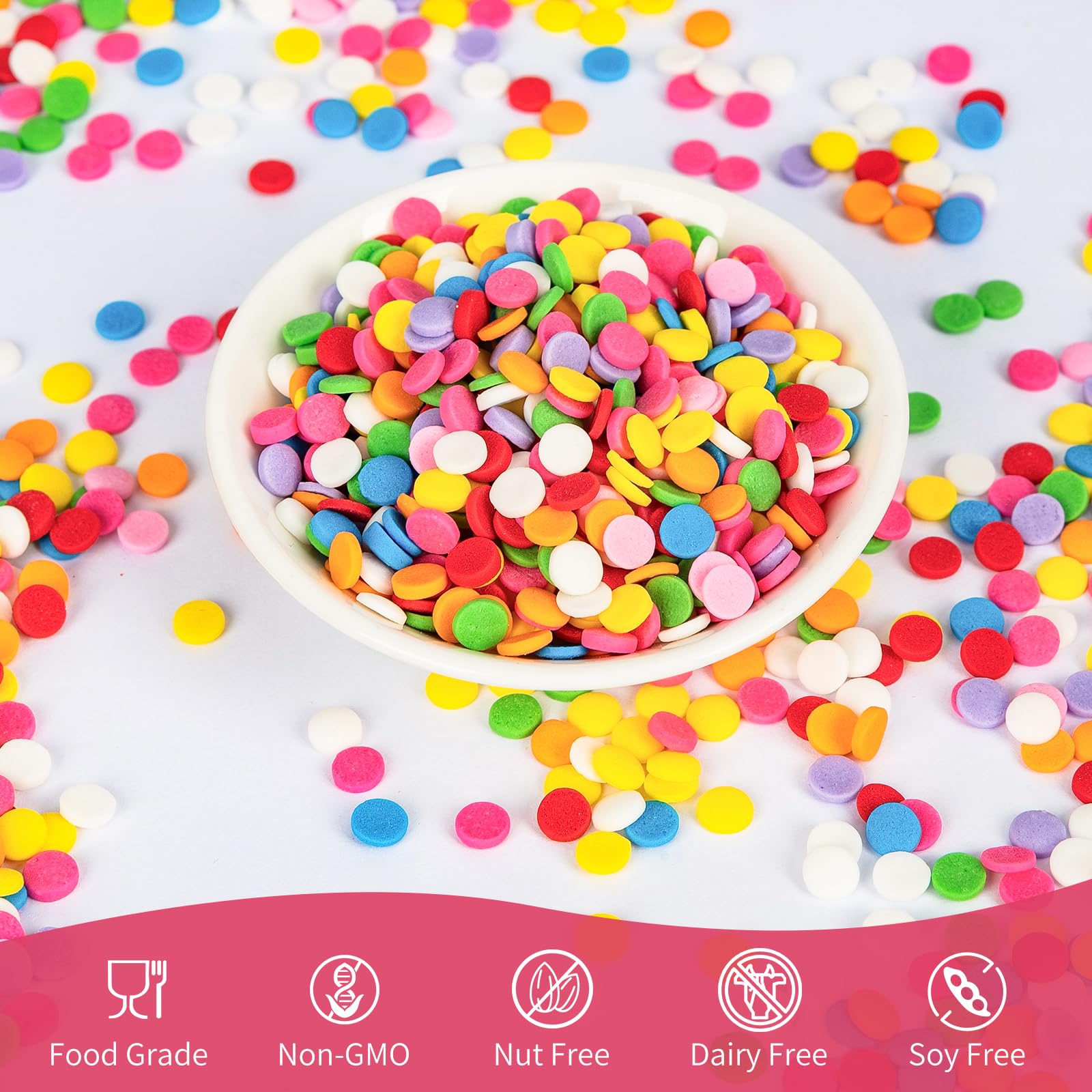 Close-up of Sugarzy sprinkles on cookies and cakes