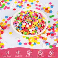 Close-up of Sugarzy sprinkles on cookies and cakes