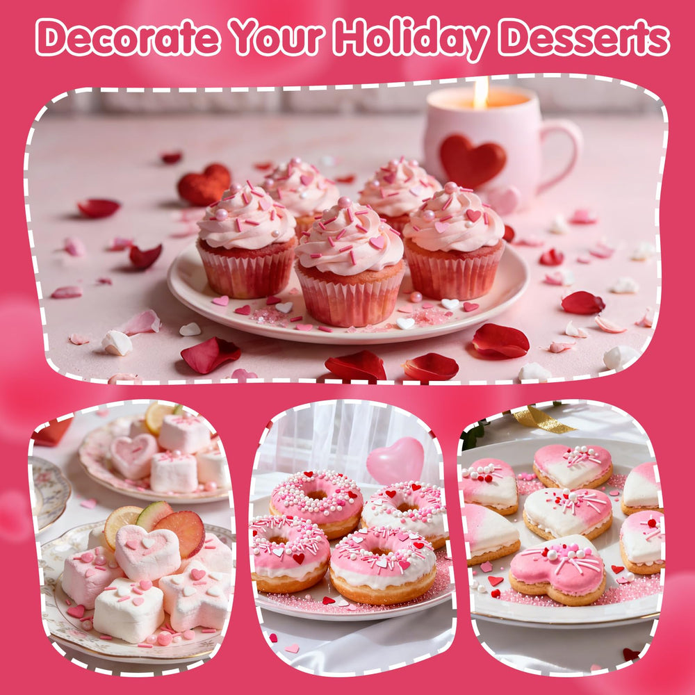 Sugarzy heart sprinkle mix elevates cakes with festive color.