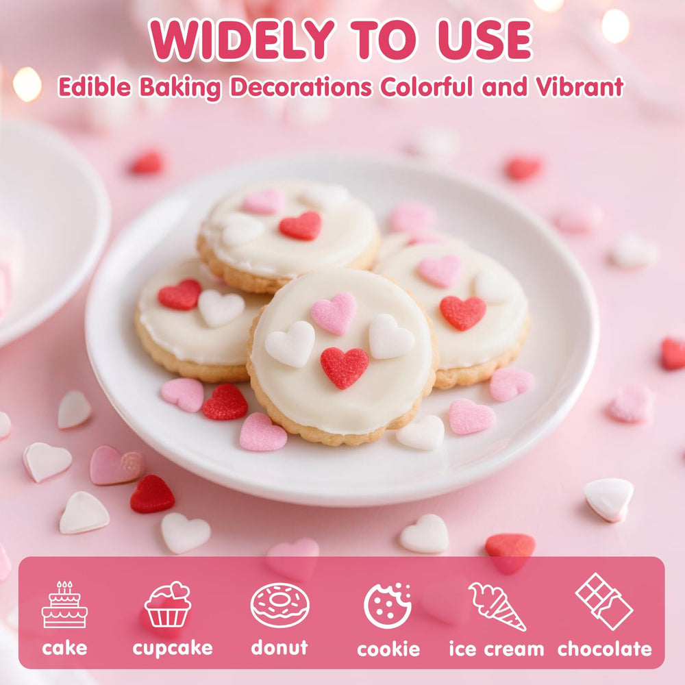 Sugarzy valentines day heart sprinkles brighten treats for romantic dinners.