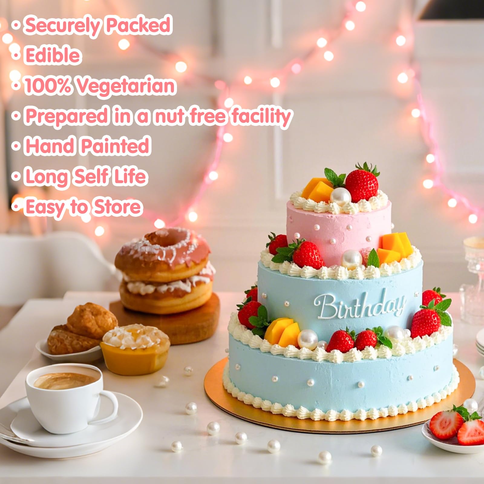 Sugarzy wedding and birthday cake decor with pearl sprinkles for classy finish.