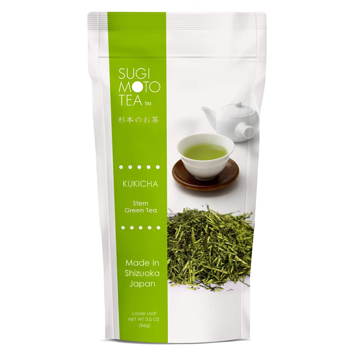 SUGIMOTO TEA Kukicha stems and loose leaves for a balanced afternoon cup