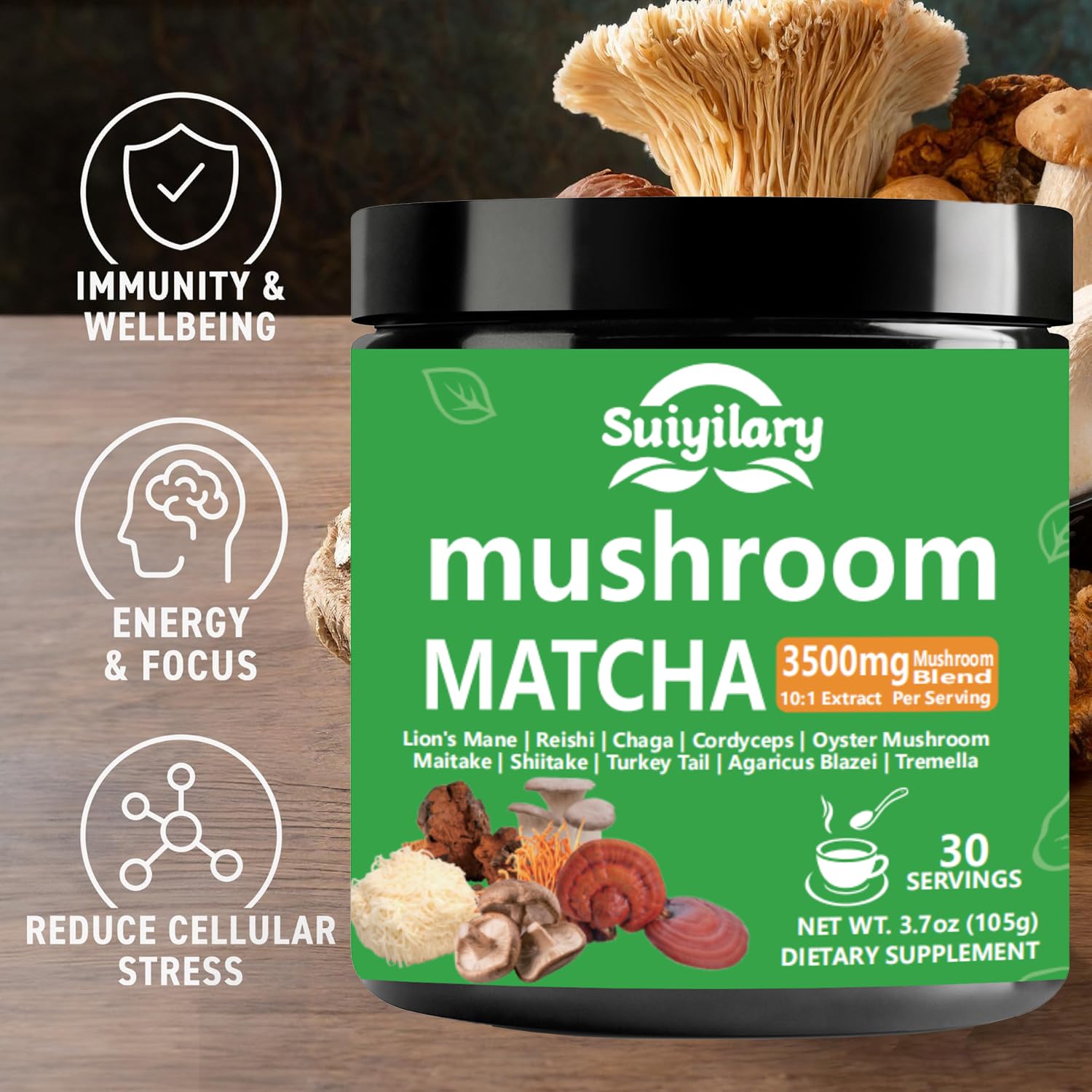 Suiyilary ceremonial-grade matcha powder closeup signaling premium quality.