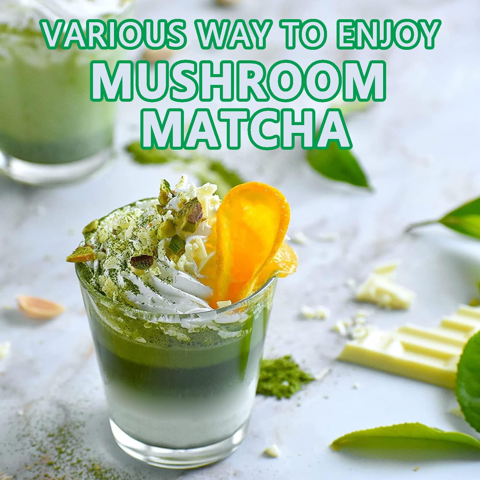 Suiyilary Mushroom Matcha latte in a hot cup with inviting aroma.