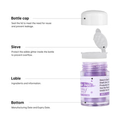 Sujoygar edible glitter enhances cocktails with a magical purple sparkle.