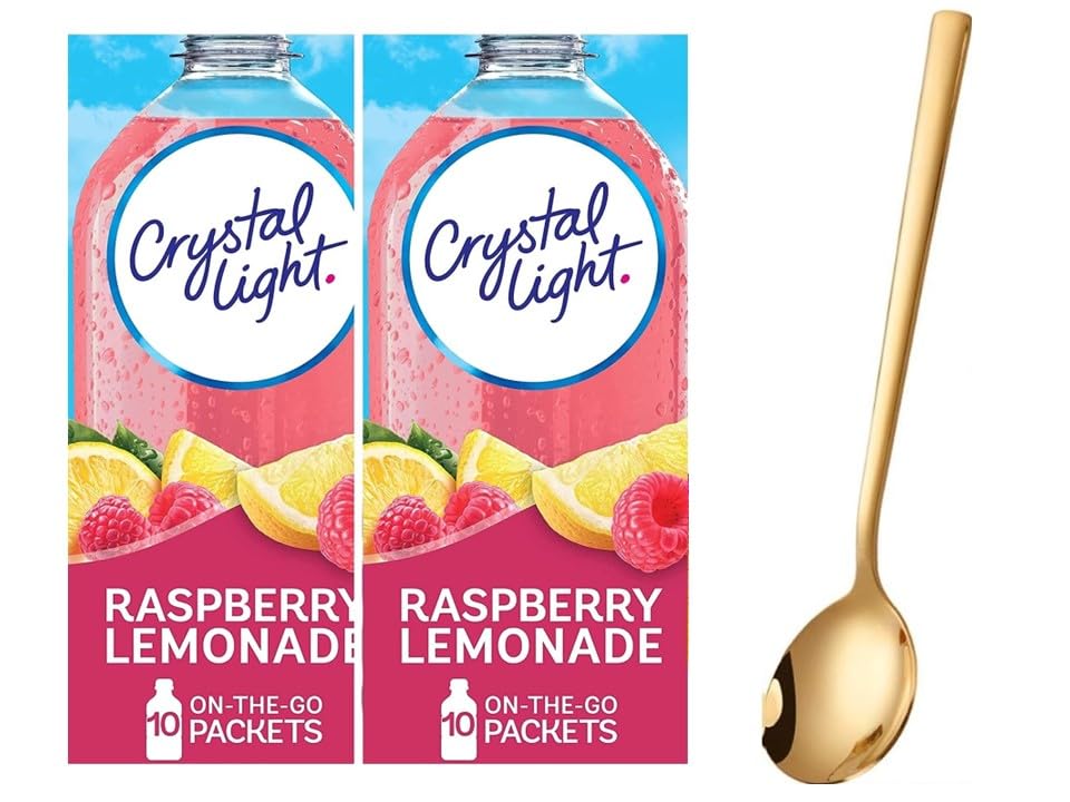 Sukkar Pasha Crystal Light On The Go Lemonade 20 pouches and spoon for quick, low-calorie refreshment