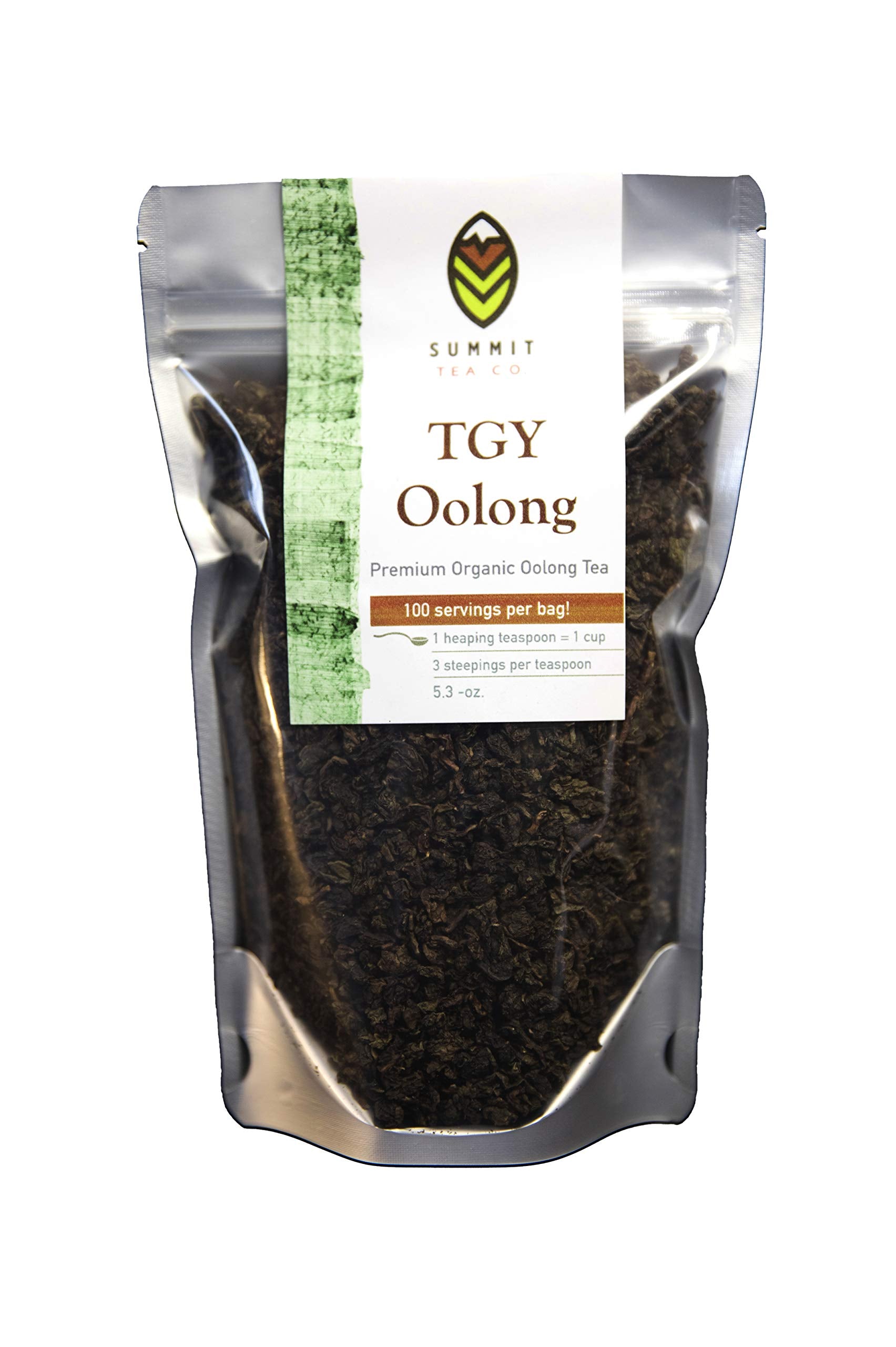 Summit Tea Company Tie Guan Yin Oolong tea pouch showcases resealable packaging for freshness