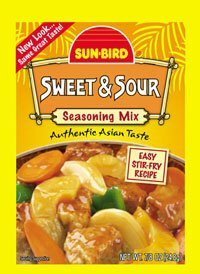 Sunbird Sweet and Sour Seasoning Mix 4-pack bottle for quick, flavorful meals.