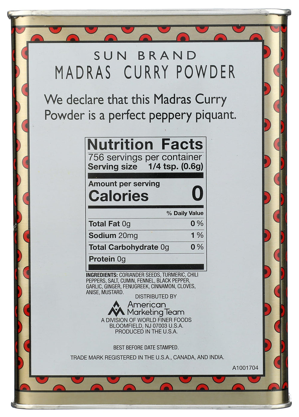 Sun Brand Madras Curry Powder jar close-up highlights rich aroma and color.