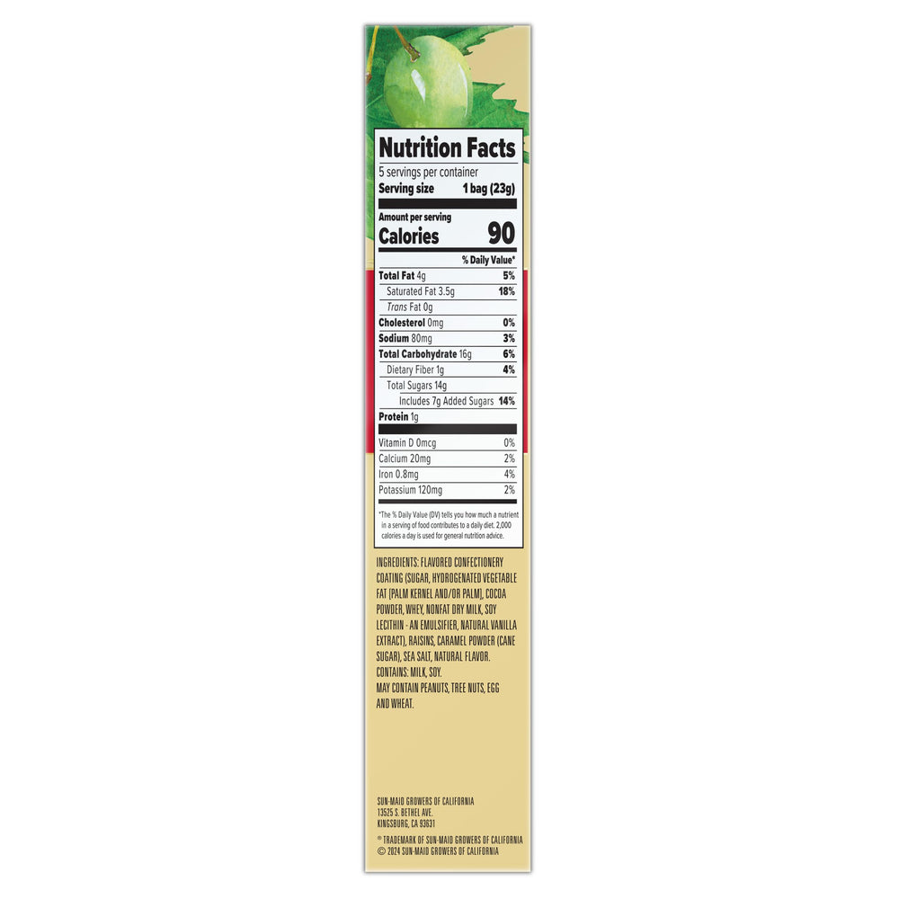 Sun-Maid Farmstand sea-salt cocoa-dusted raisins on a spring table, ideal for snacking.