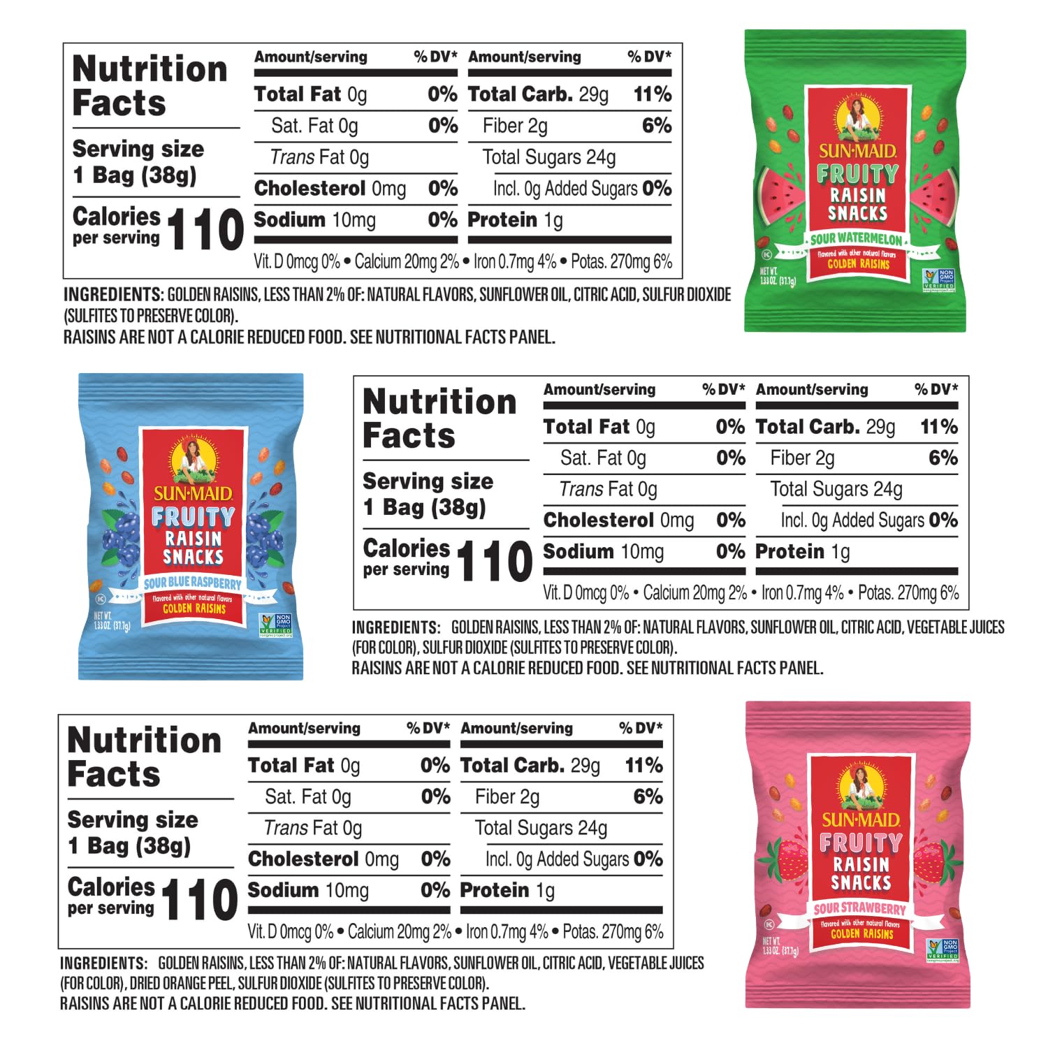 Sun-Maid Fruity Raisin Snack Sour Watermelon pouch ready for lunchbox