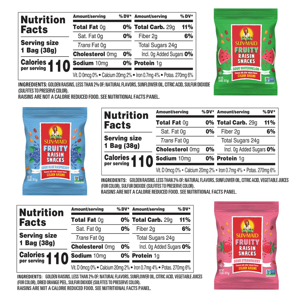 Sun-Maid Fruity Raisin Snack Sour Watermelon pouch ready for lunchbox