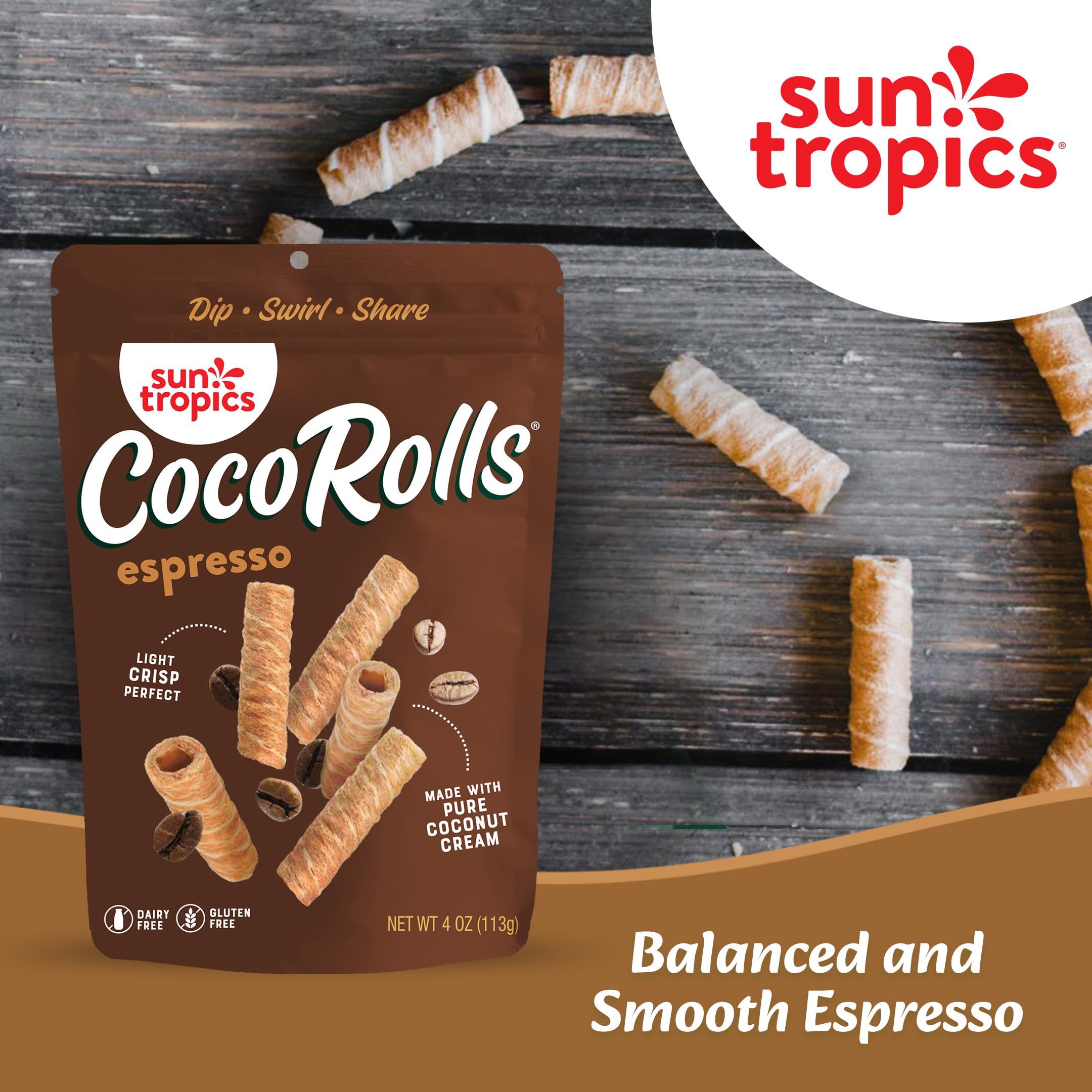 Sun Tropics CocoRolls Espresso travel pack for on-the-go snacking.