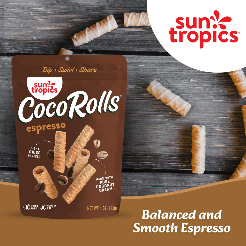 Sun Tropics CocoRolls Espresso travel pack for on-the-go snacking.