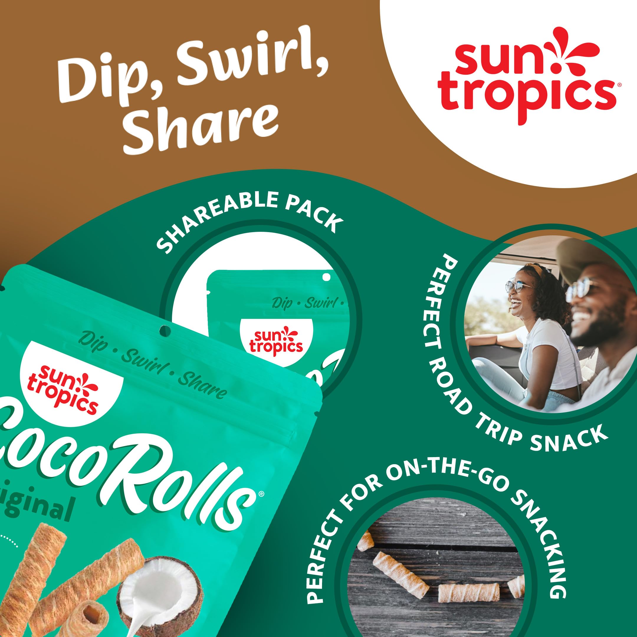 Coconut cream filling enhances Sun Tropics CocoRolls Original texture.