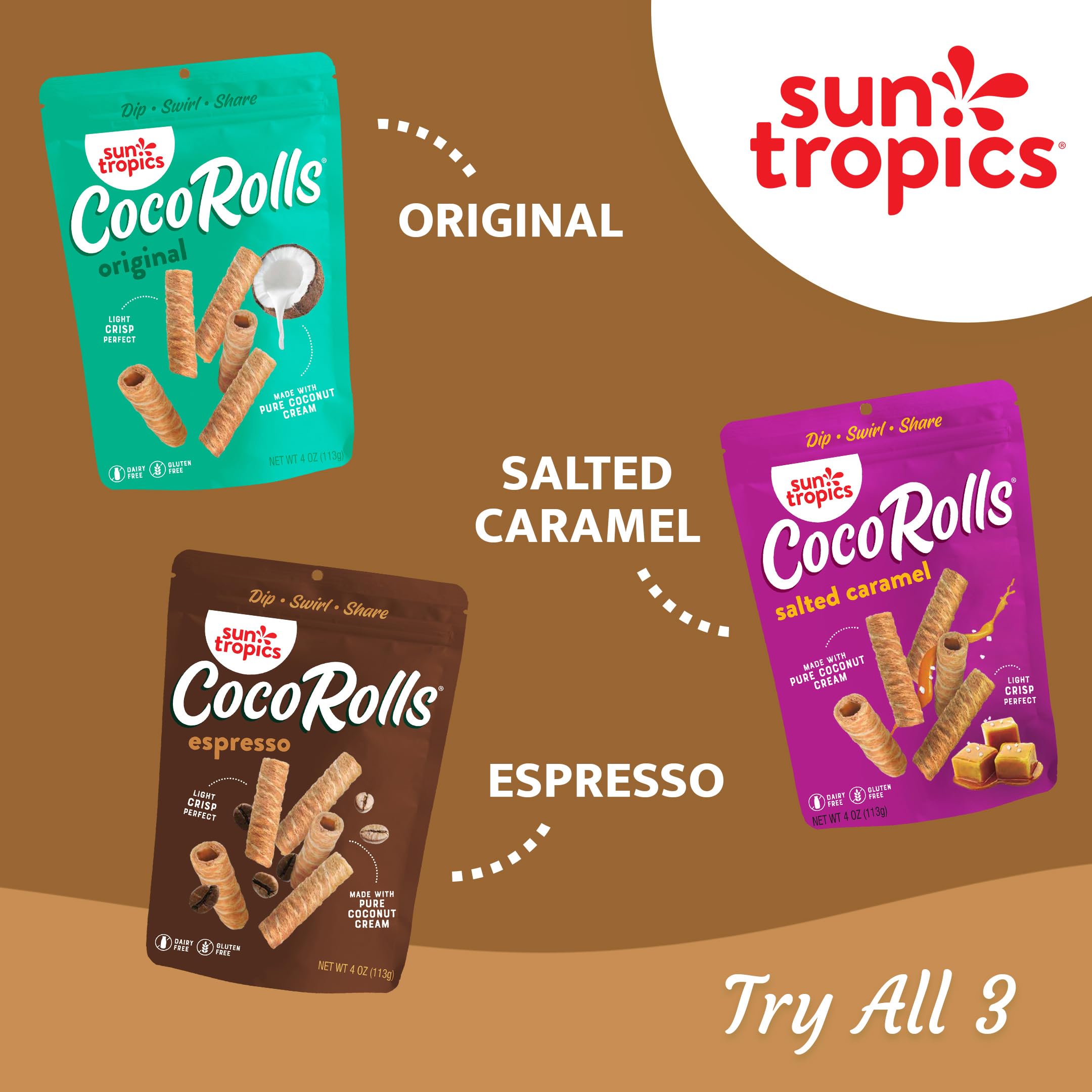 Sun Tropics CocoRolls Original offers a shareable snack option.