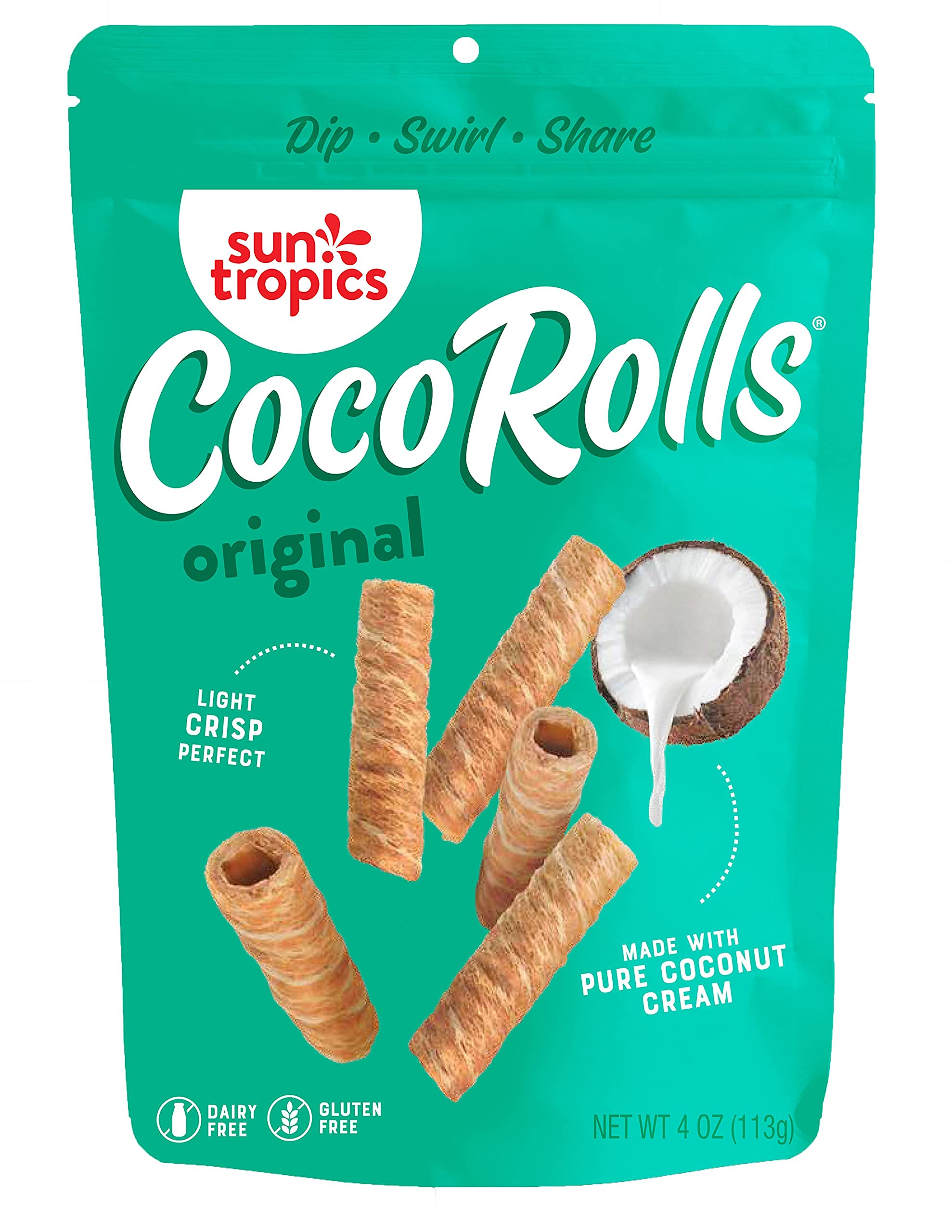 Sun Tropics CocoRolls Original wafers close-up with crisp coconut texture
