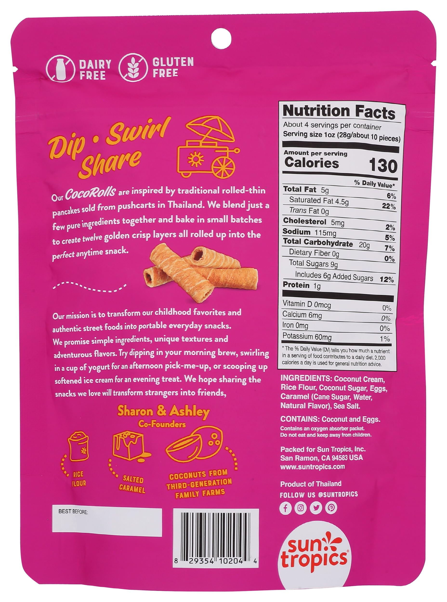 Sun Tropics CocoRolls salted caramel close-up showing airy texture perfect for snacking