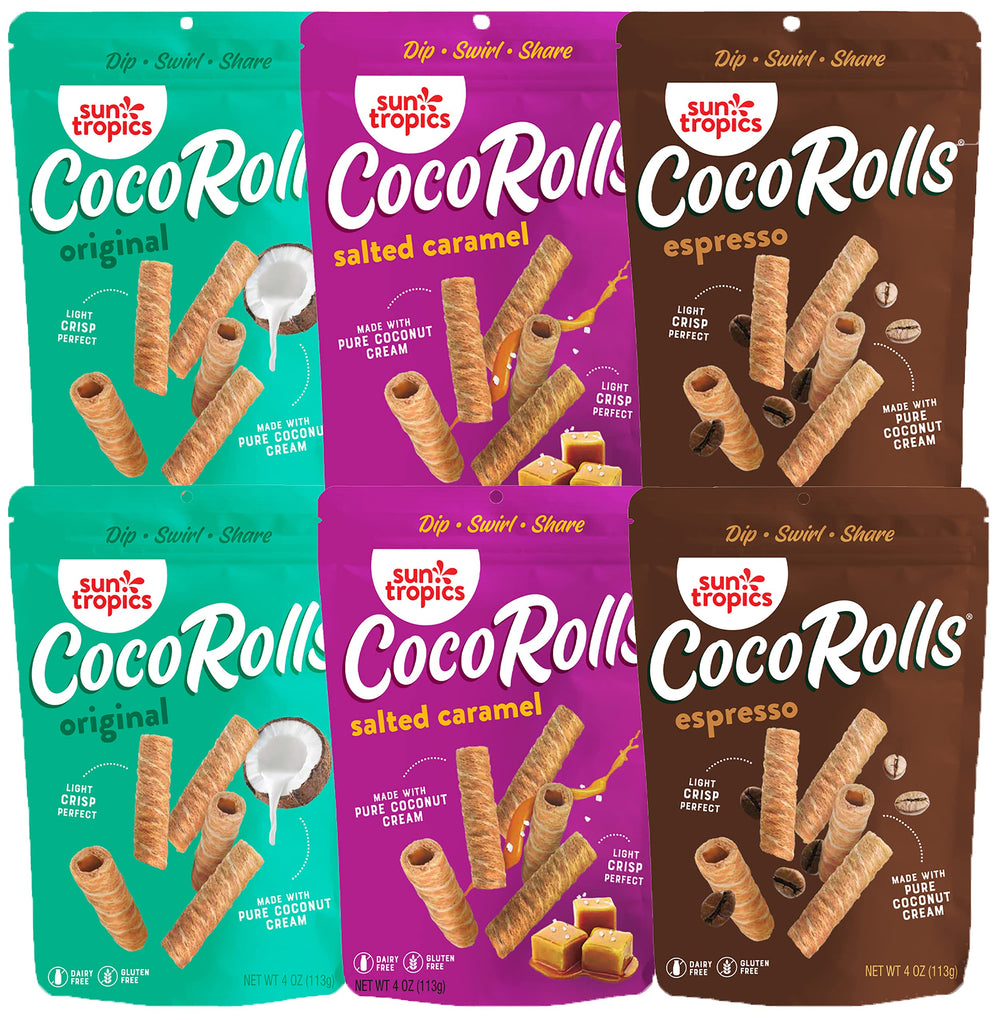 Sun Tropics CocoRolls variety pack front view for sharing and on-the-go snacking