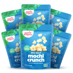 Sun Tropics Mochi Crunch Sea Salt bites in a resealable bag for easy sharing