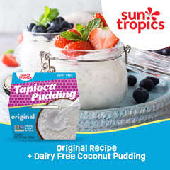 Warm Sun Tropics Tapioca Pudding Original with fruit compote for breakfast.