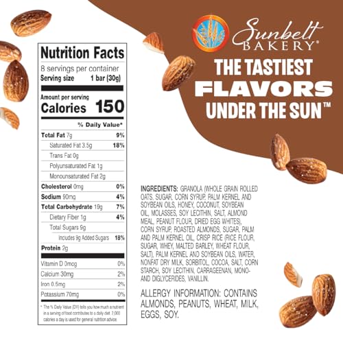 Sunbelt Almond Sweet & Salty Granola Bars with roasted almonds and fudge visible