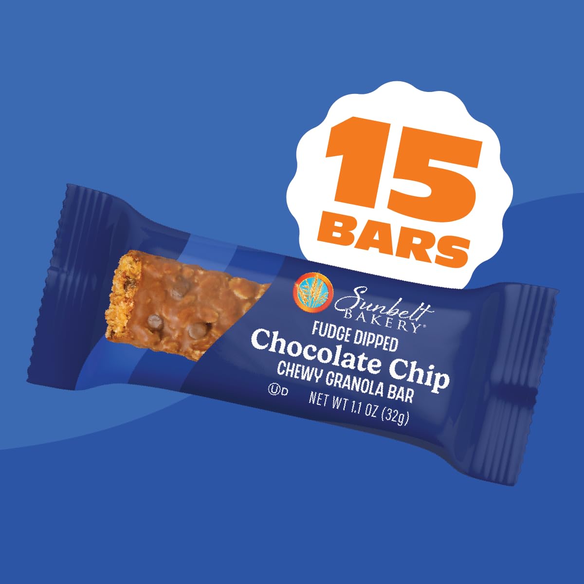 Sunbelt Bakery fudge dipped bars mini chips closeup, bite sized chocolate