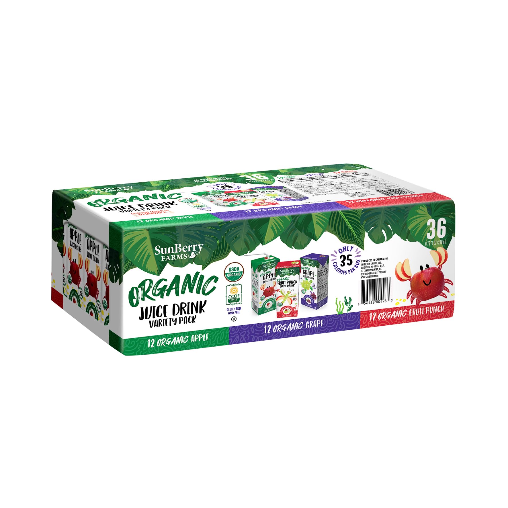 Sunberry Farms Apple juice box for kids, shelf-stable and portable.