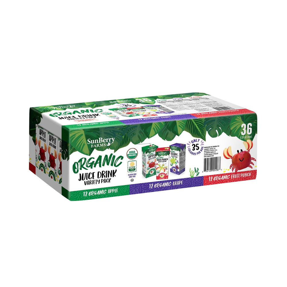 Sunberry Farms Apple juice box for kids, shelf-stable and portable.
