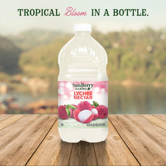 Sunberry Farms Lychee Nectar being poured into a glass for refreshment