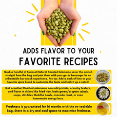 Sunbest edamame snack at desk, a convenient protein boost.